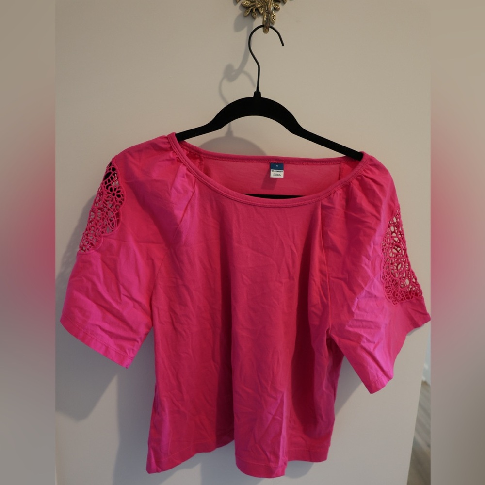 Old Navy Pink Lace Sleeve Women's Top